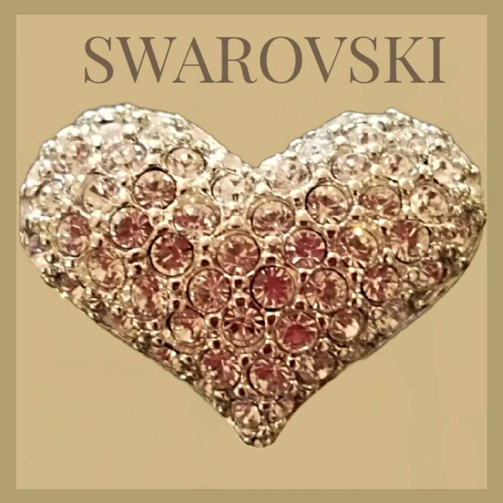 Swarovski Signed Heart Rhinestone Vintage Pin - Picture 10 of 10